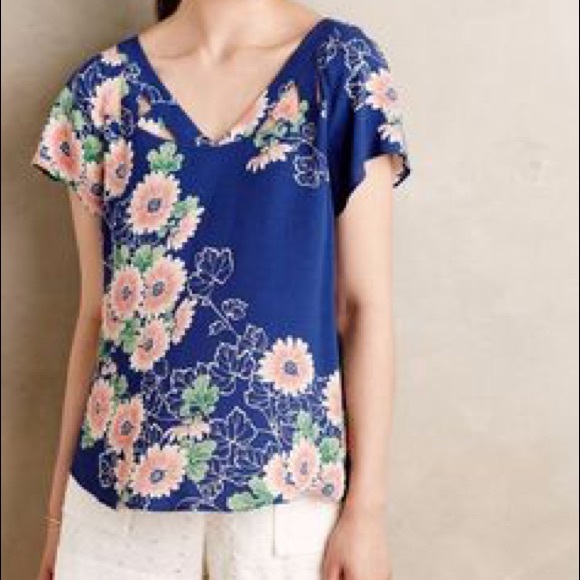 Anthropologie Tops - Anthropologie Maeve Floral Lattice Detail Top